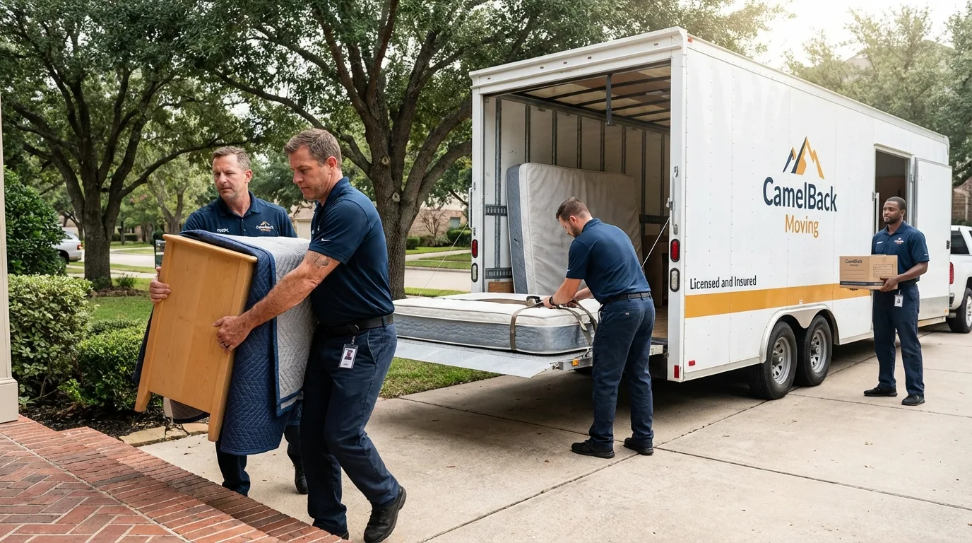 Crew loading residential truck for cross-state move from West Milford, NJ