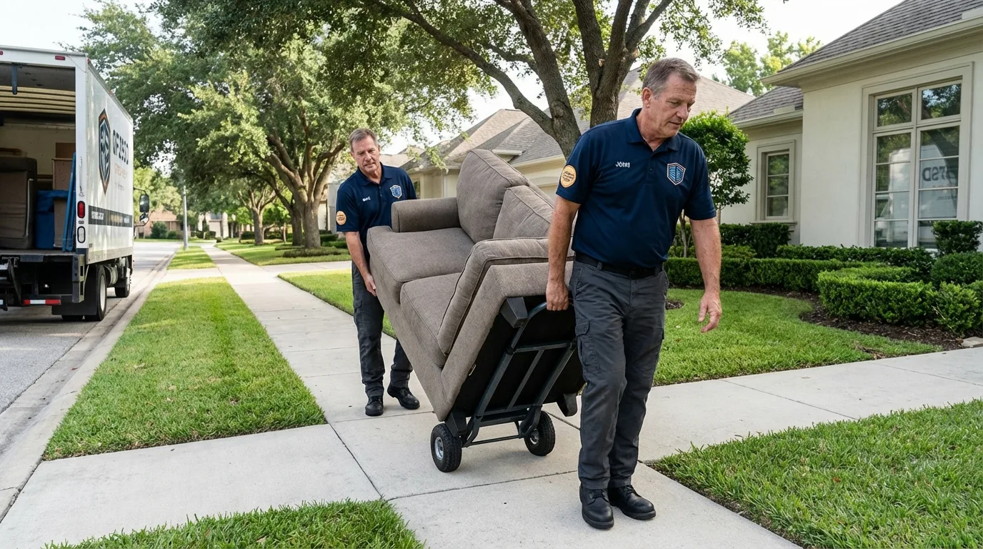 Local residential moving crew loading furniture in West Milford, NJ