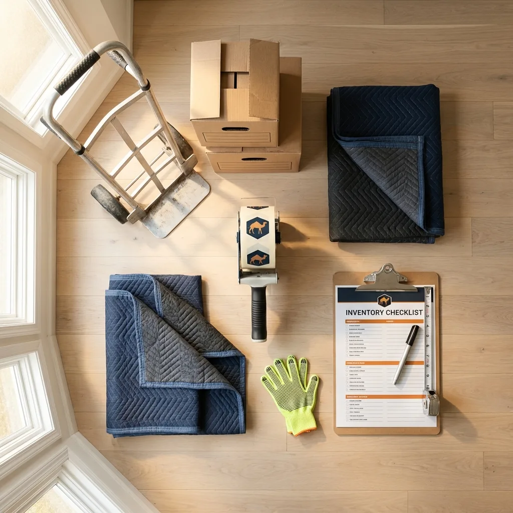 Professional moving supplies and packing materials layout for West Milford residential relocations